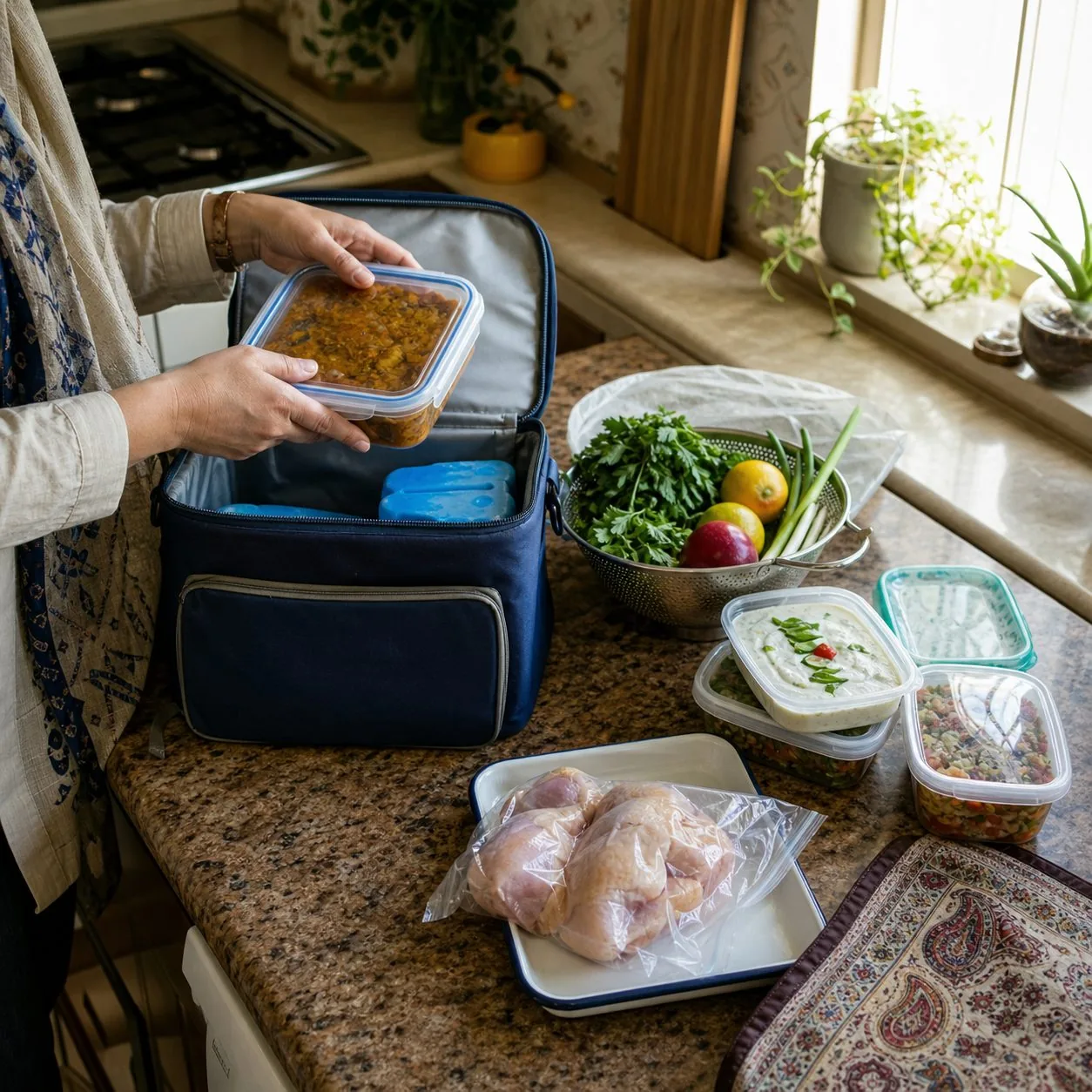 تصویر آماده‌سازی ایمن غذا برای پیشگیری از مسمومیت غذایی در خانه و سفر