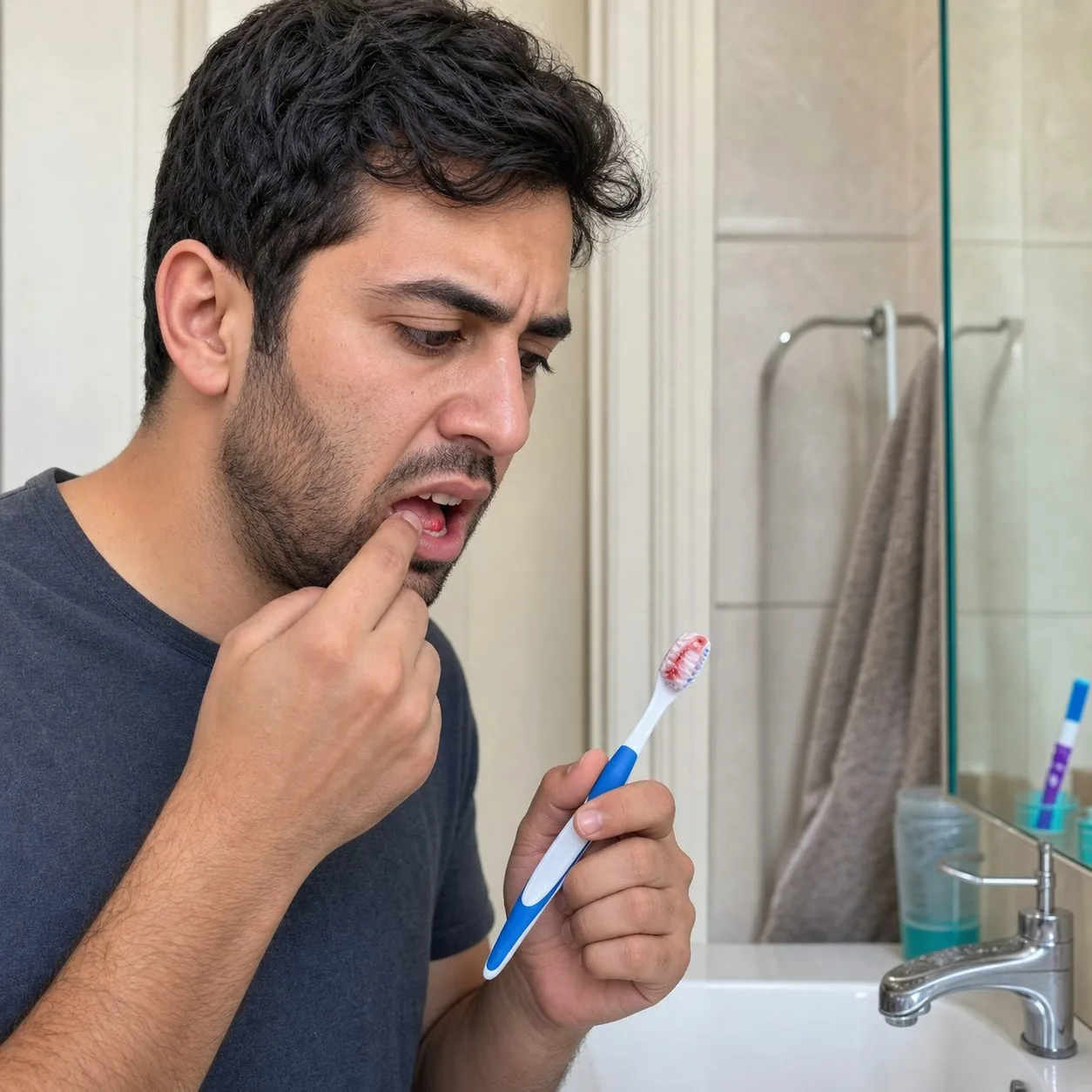 نشانه خونریزی لثه هنگام مسواک زدن