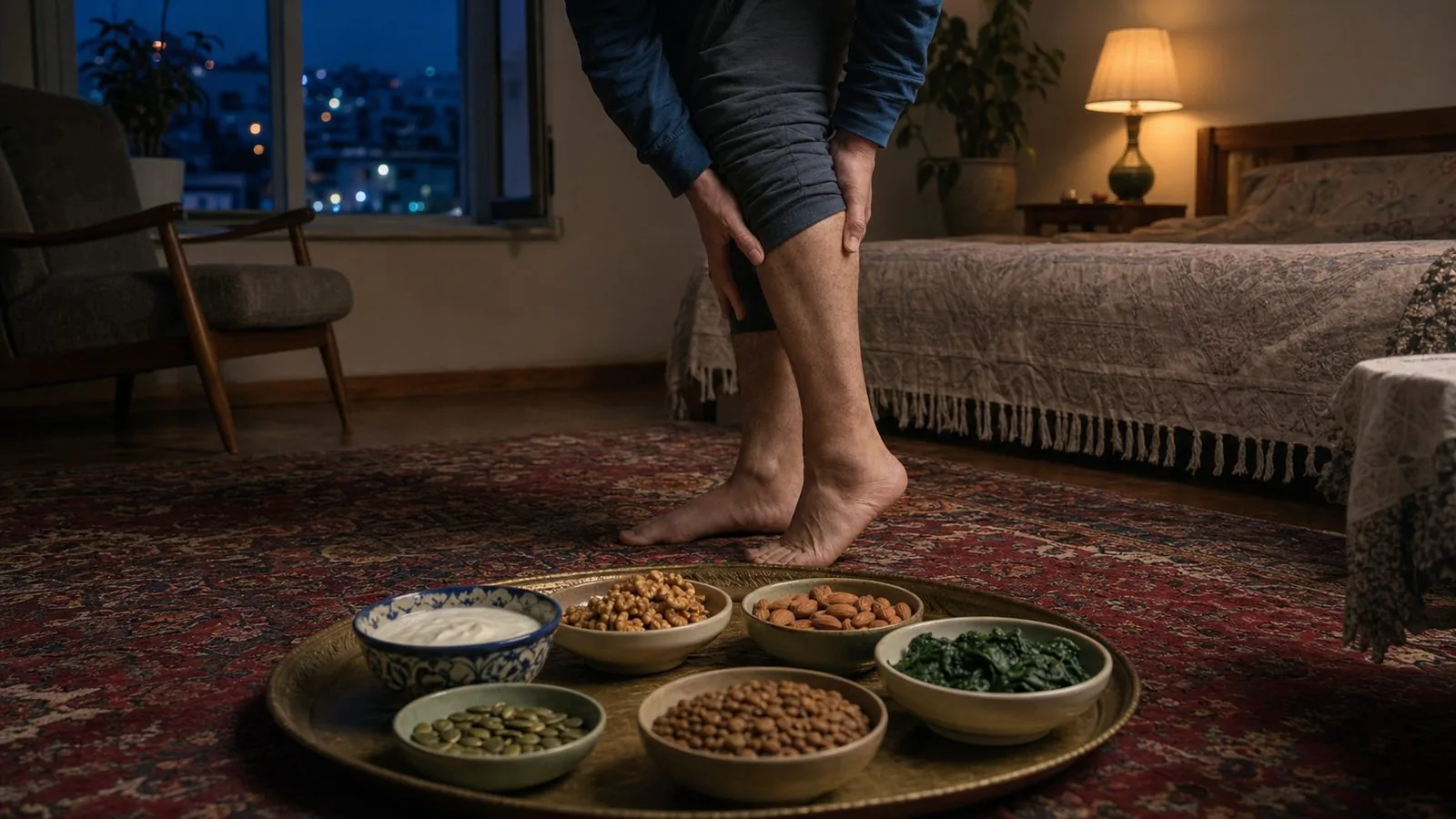 مواد غذایی سرشار از منیزیم در کنار آماده‌سازی برای خواب در خانه ایرانی
