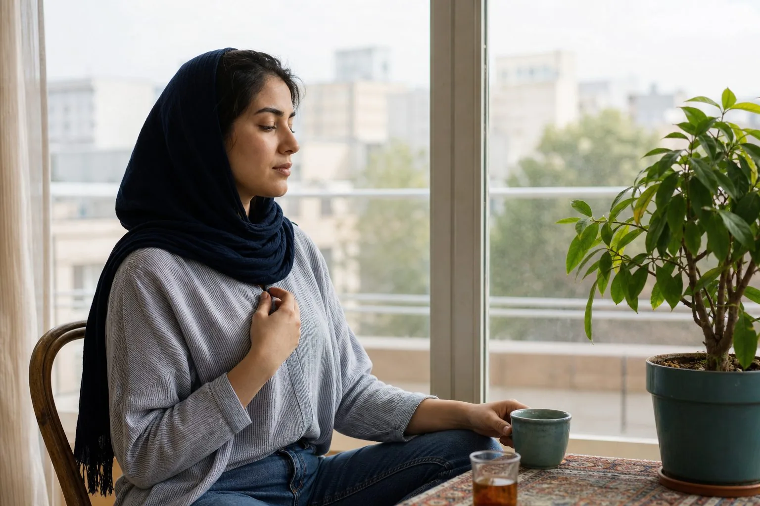 تمرین ساده ذهن‌آگاهی و تنفس آگاهانه کنار پنجره